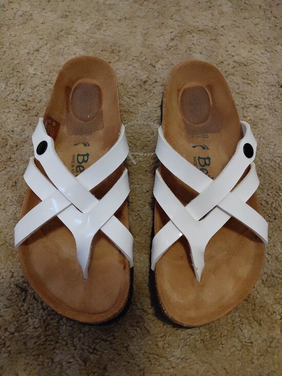 Betula Shoes - Betula NWOB White Patent Leather Sandals Slides Comfort Size 38 N